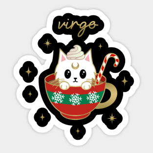 Virgo Holiday Kitty Cat Sticker